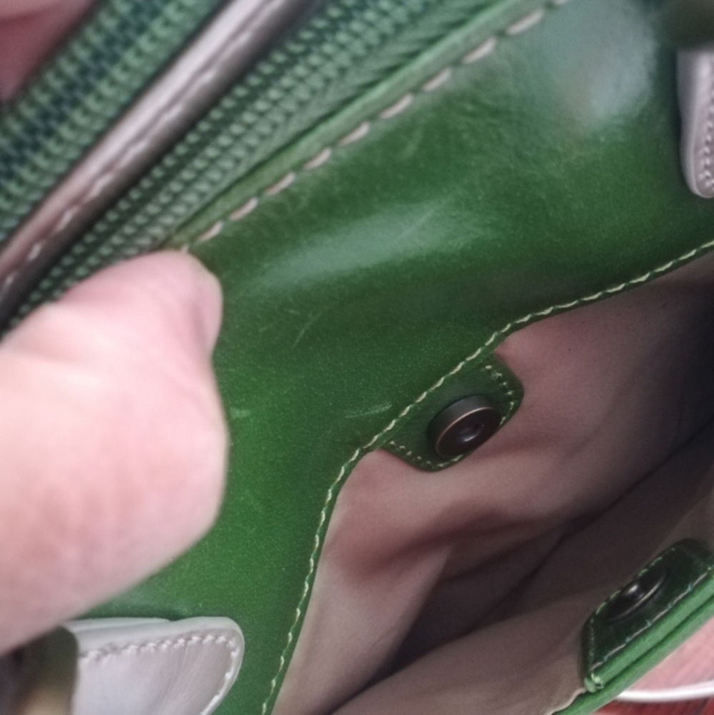 Aurielle Green Silver Gray Genuine Leather Crossbody Bag - Picture 11 of 16